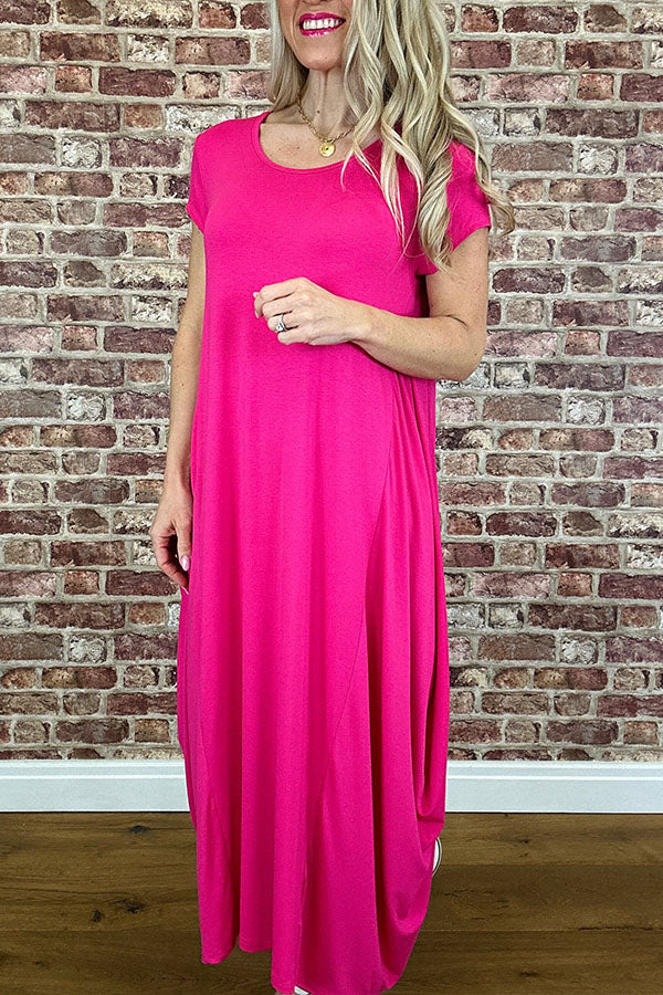 Casual Cap Sleeves Maxi Dress