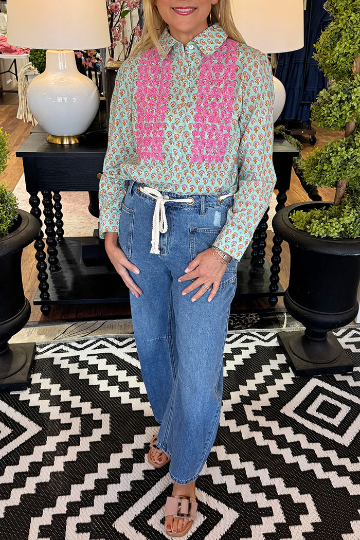 Floral Long Sleeve Button Down Top