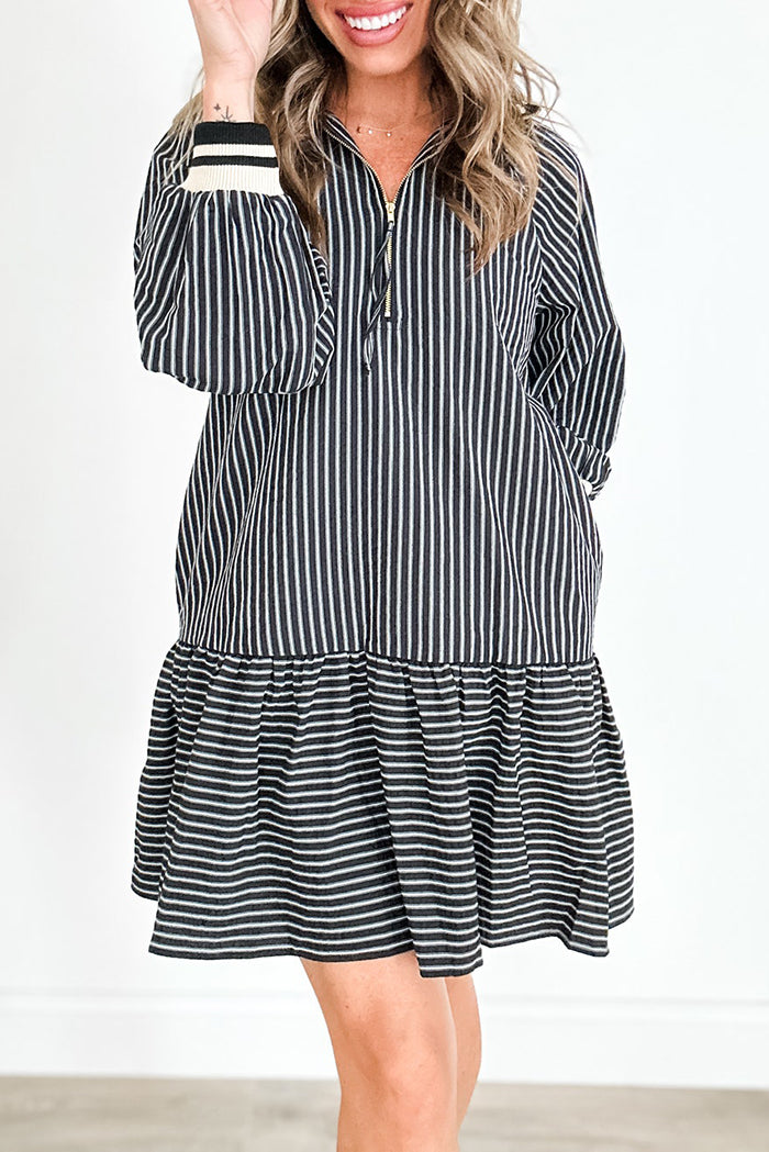 Long-Sleeve Striped Mini dress