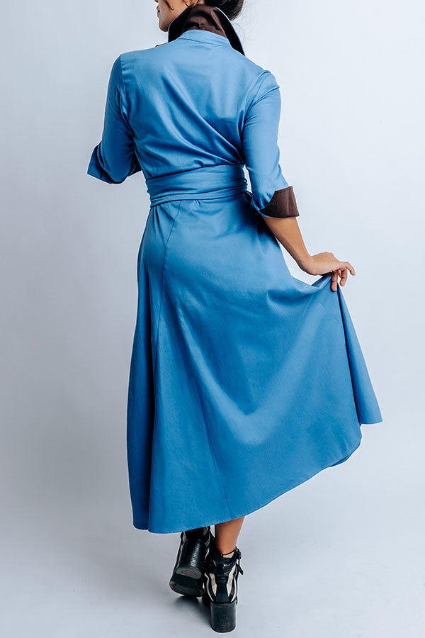 Casual Solid Color Pocket Dress