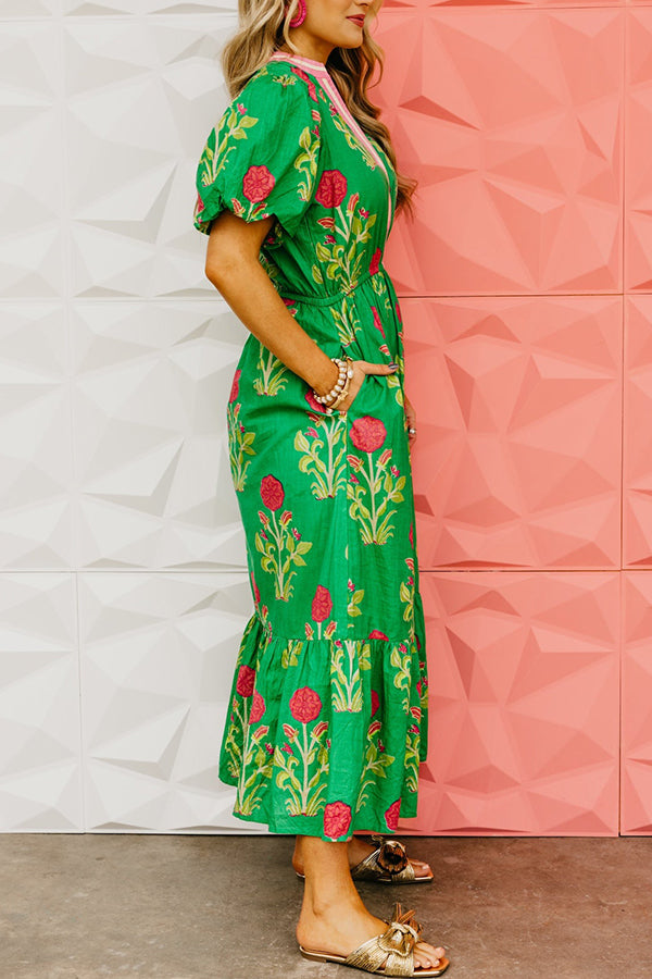 Puff Sleeve Floral Maxi Dress