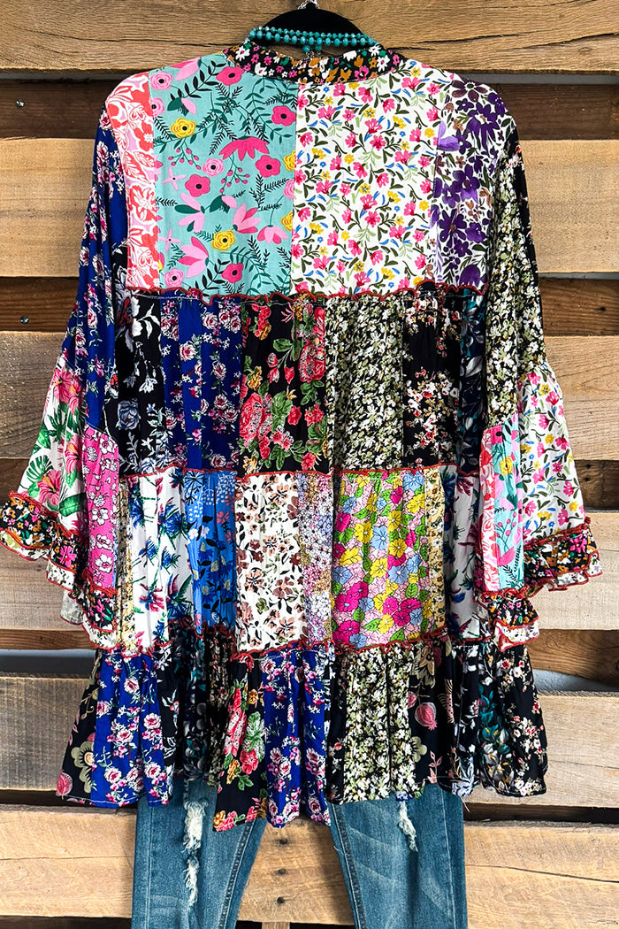 Loose Patchwork Floral Tunic