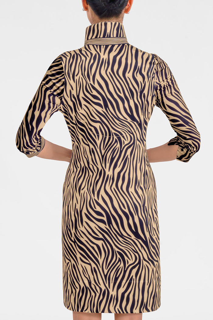 Zebra-Print Polo Sheath Dress