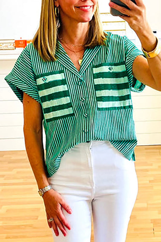 Casual Striped Pocket Top