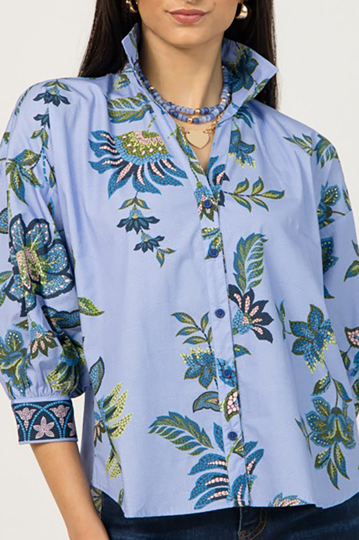 Periwinkle Floral Button-Down Top