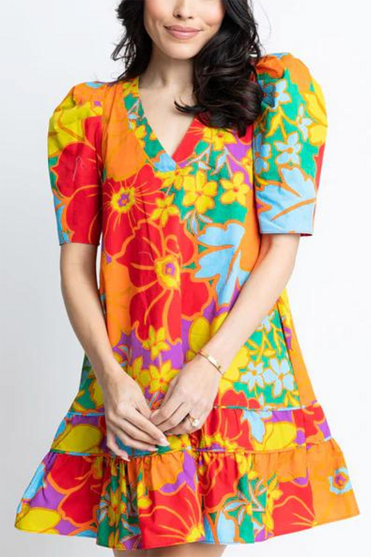 Floral Ruffles Hem Dress