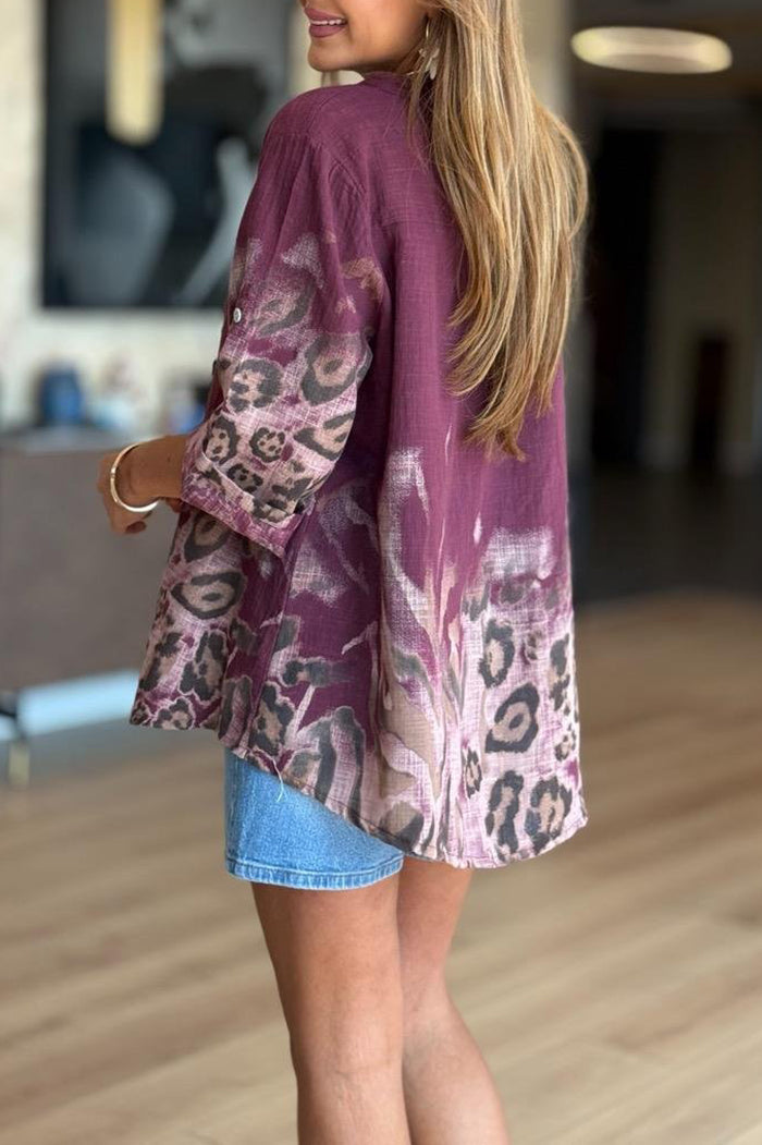 Button-Down Leopard Print Top
