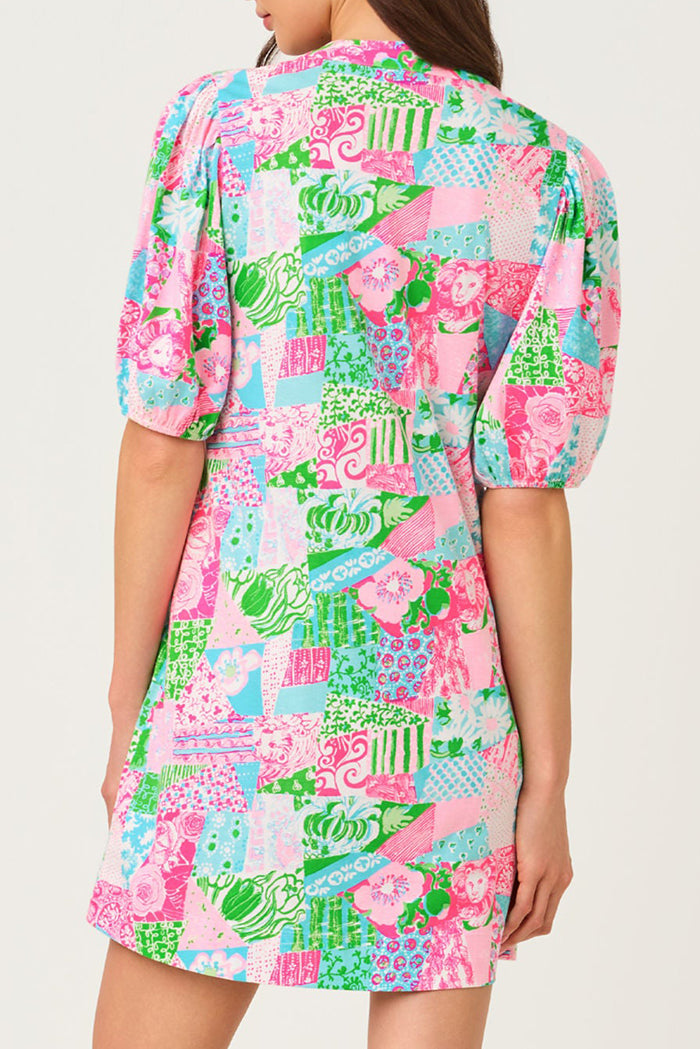 Puff Sleeve Print Mini Dress