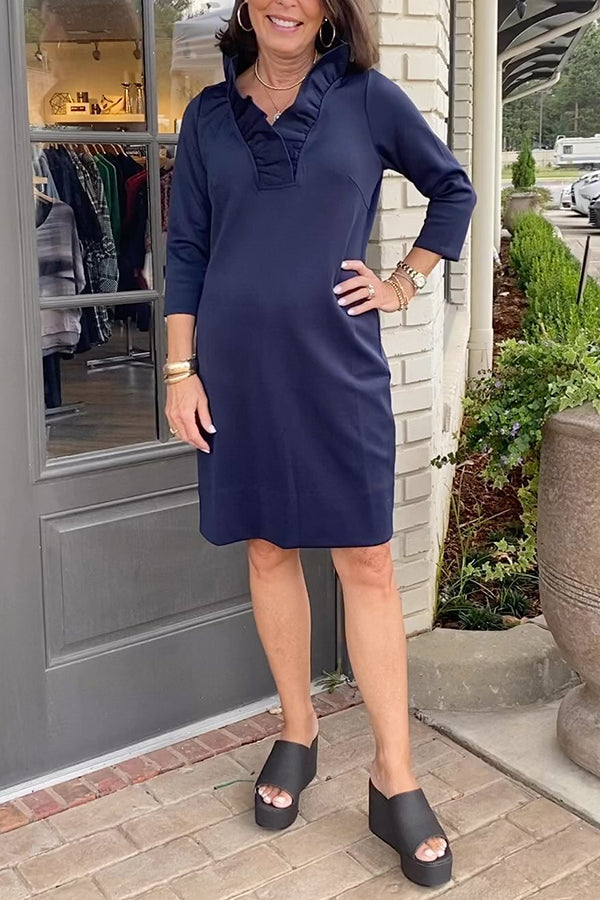 Casual Ruffled Neckline Dress