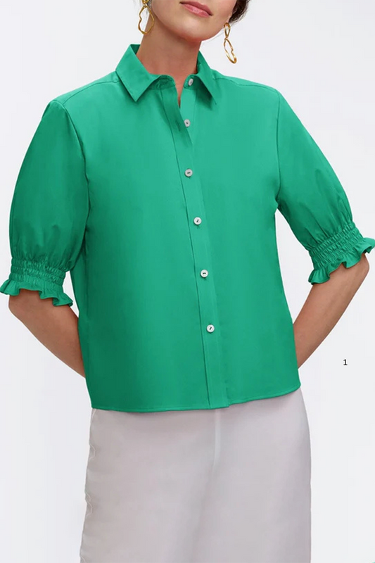 Ruffle Cuff Puff Sleeve Top