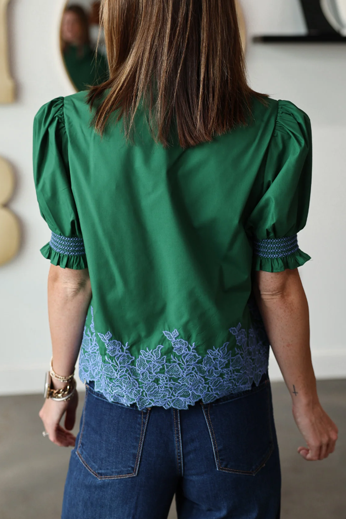 Casual Embroidered Trim Top