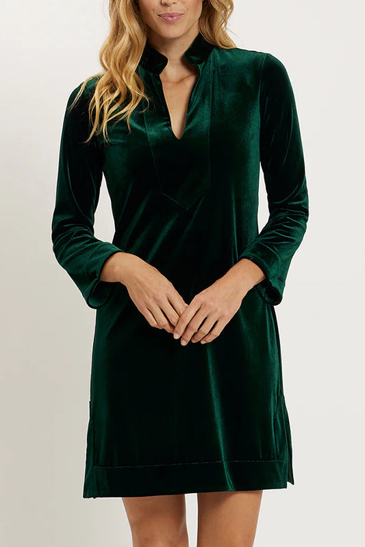 V-Neck Stretch Velvet Dress
