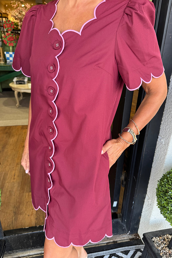 Solid Color Scallop Edges Dress