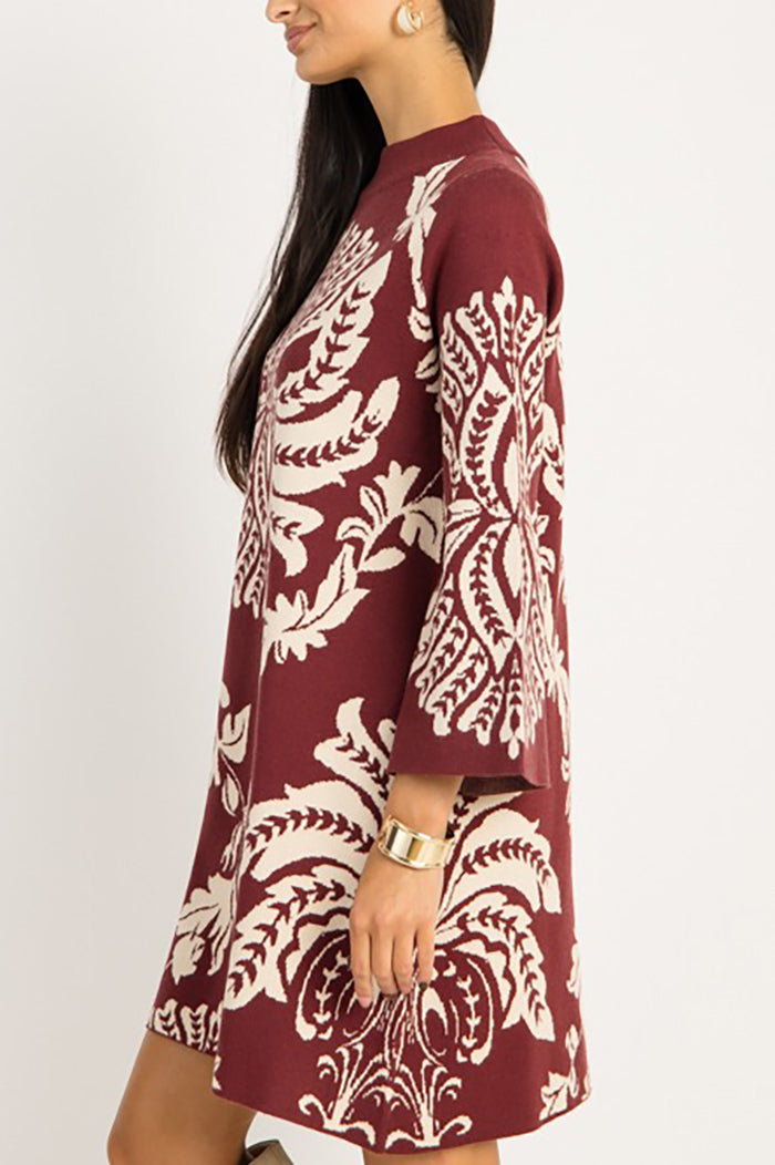 Chic Print Sweater Dress