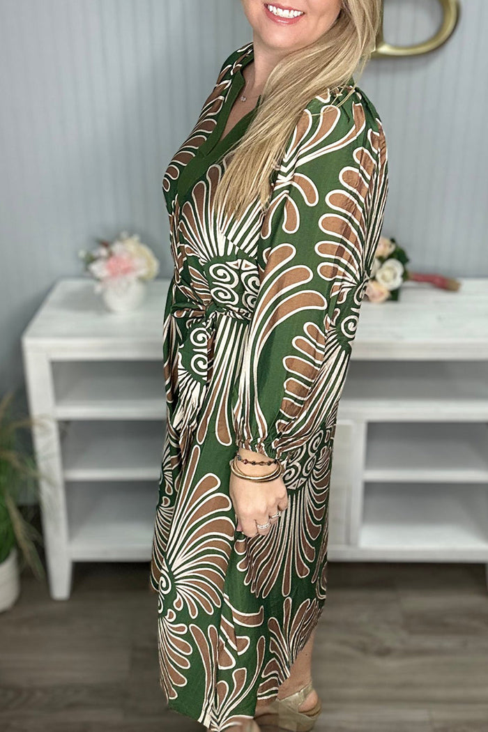 Abstract Blouson Tie Dress