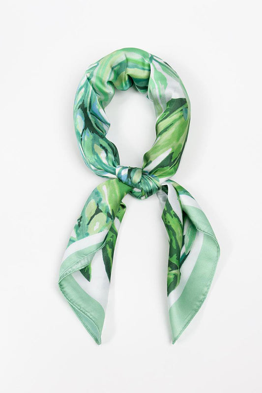 Leaf Print Square Silk Scarf
