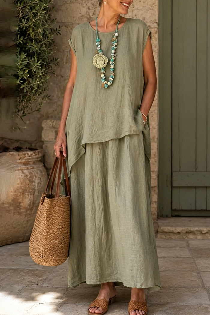 Asymmetric Layered Top Skirt Set