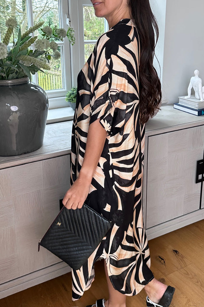 Printed Batwing Sleeve Pocket Dress