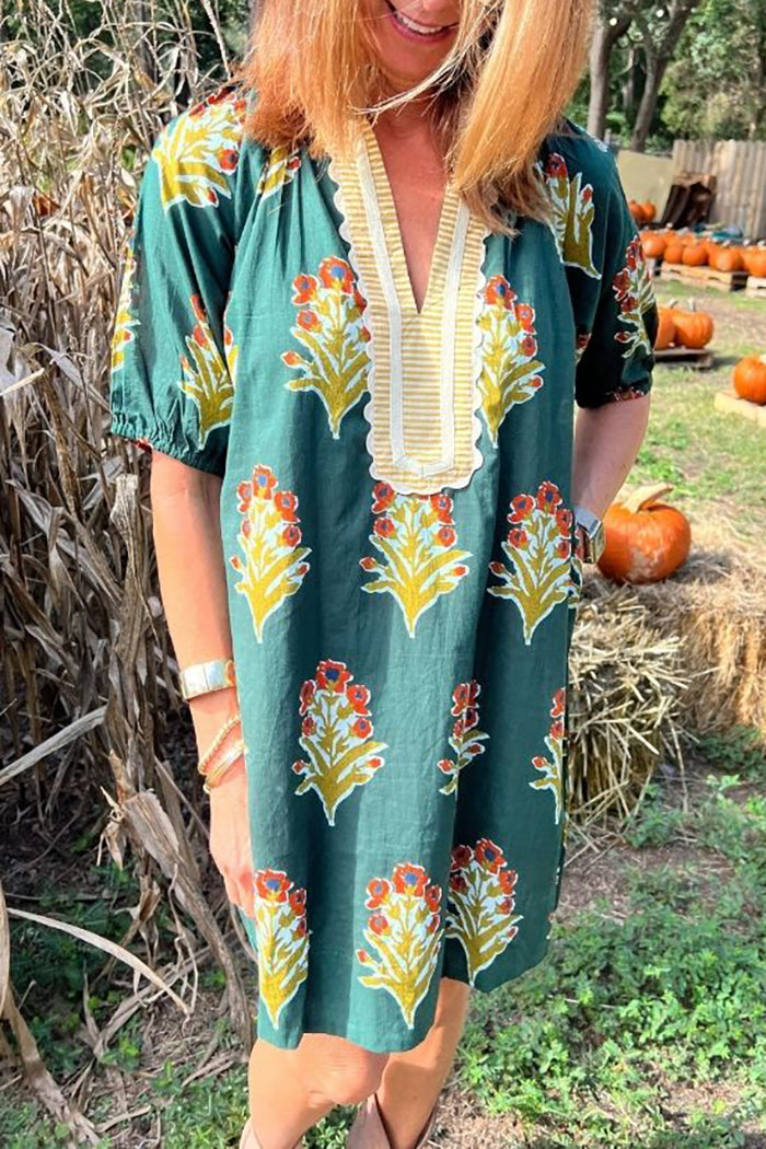 Floral Scallop Hem Dress