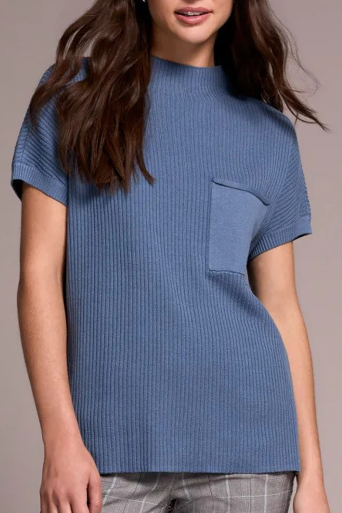 Mock Neck Cap Sleeve Sweater