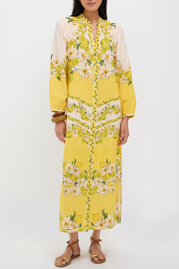 Lemon Summer Caftan Dress