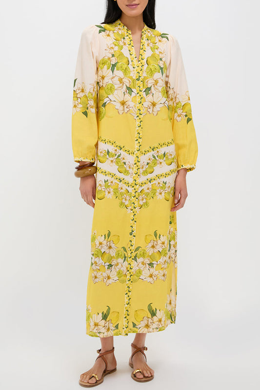 Lemon Summer Caftan Dress