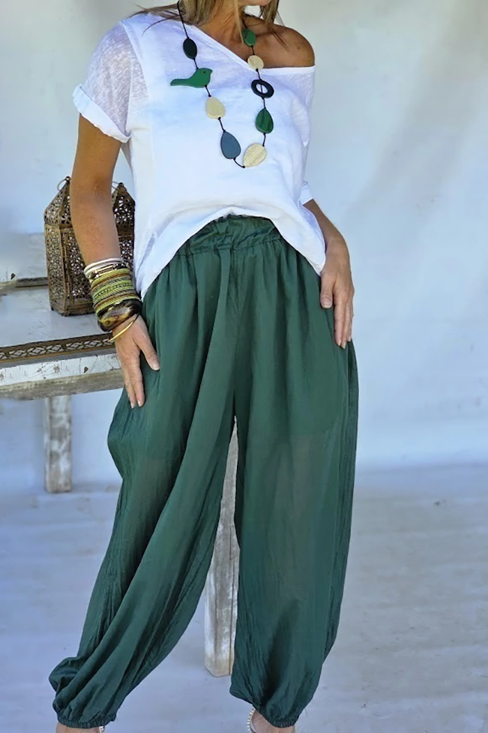 V Neck Tee Harem Pants Set