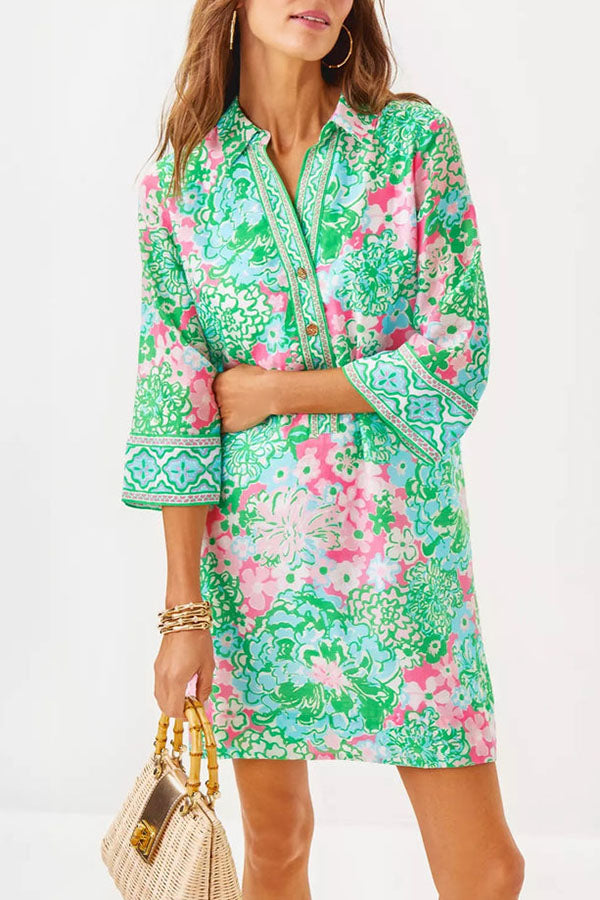 Casual Floral Button Front Dress