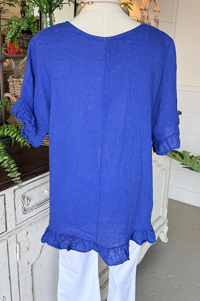 Casual Short Sleeve Ruffle Detail Top