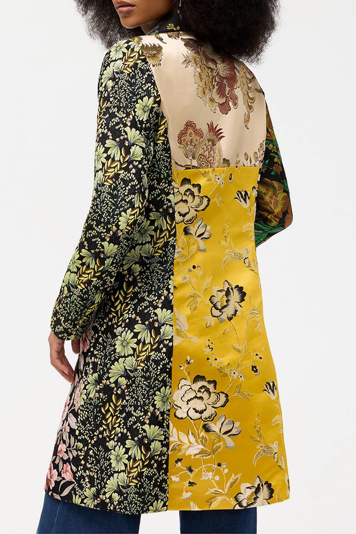 Patchwork Floral Print Long Coat