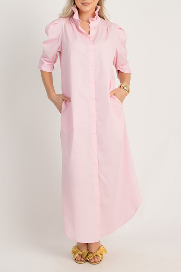 Solid Color Ruffles Collar Dress