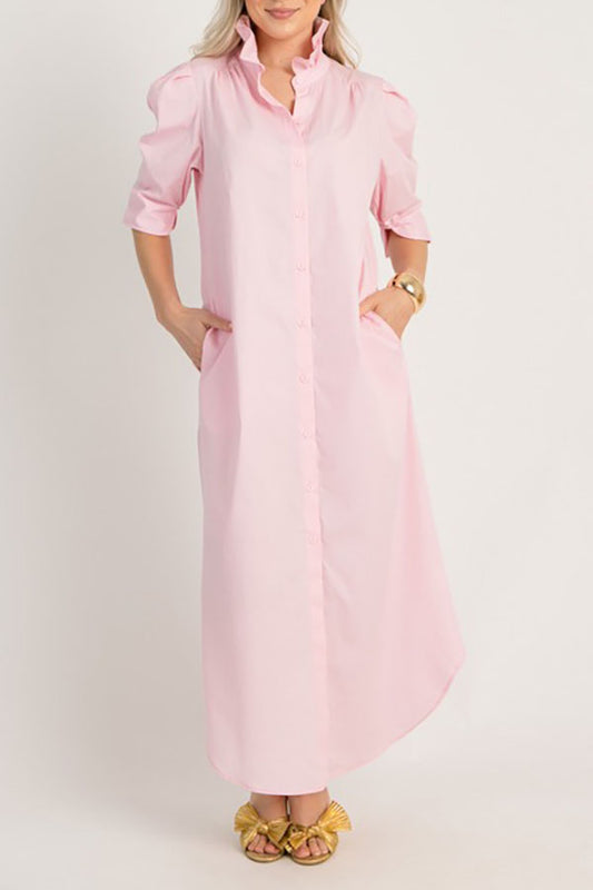 Solid Color Ruffles Collar Dress