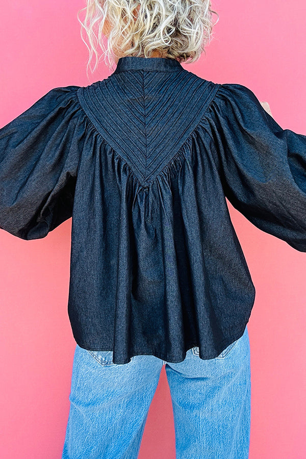 Button Down Batwing Sleeve Top