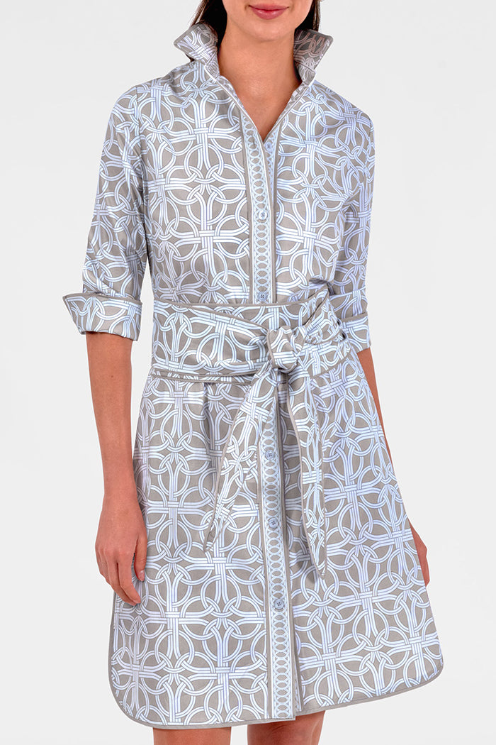 Belted Pastel Printed Shirt Dress