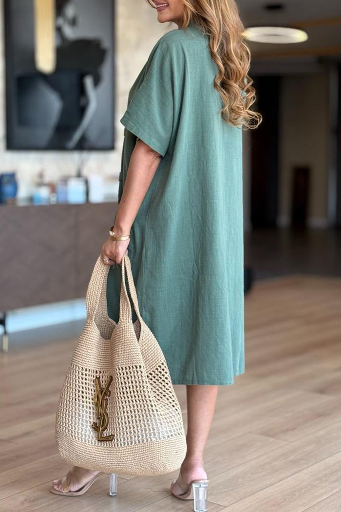 Wooden Button Tie Waist Dress