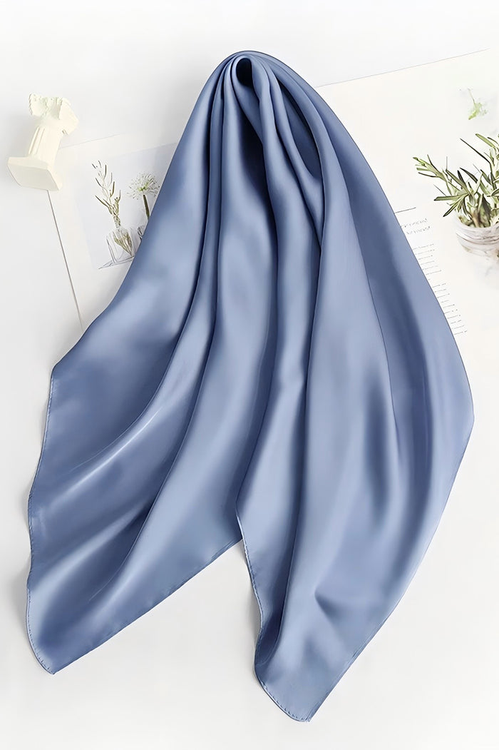Elegant Solid Color Square Scarf With Scarf Ring