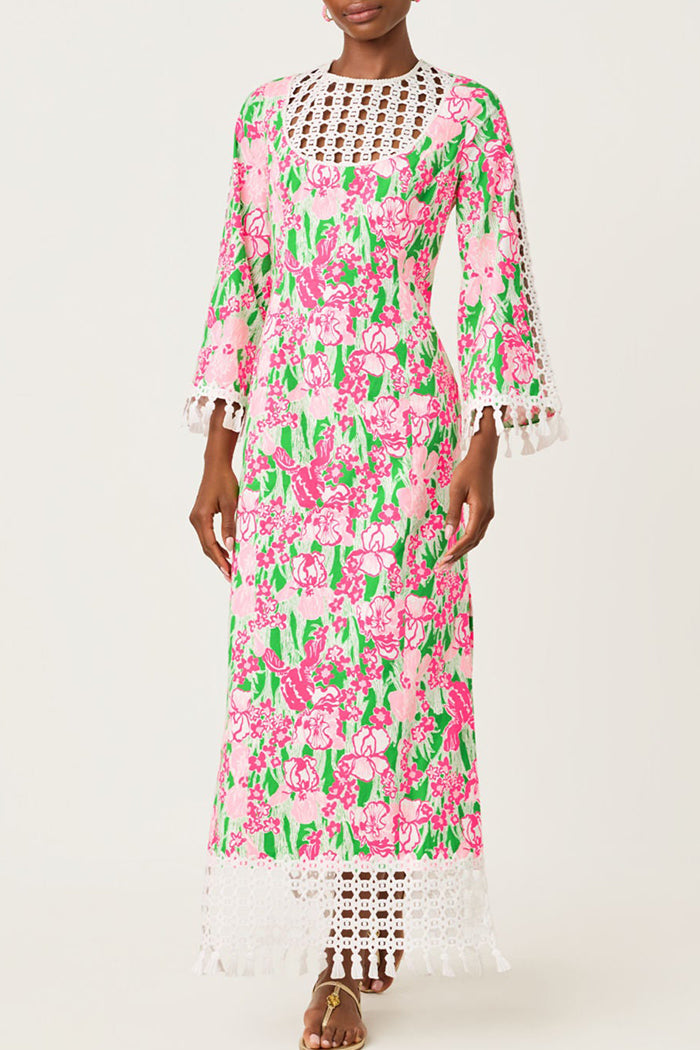 Crochet Trim Floral Maxi Dress