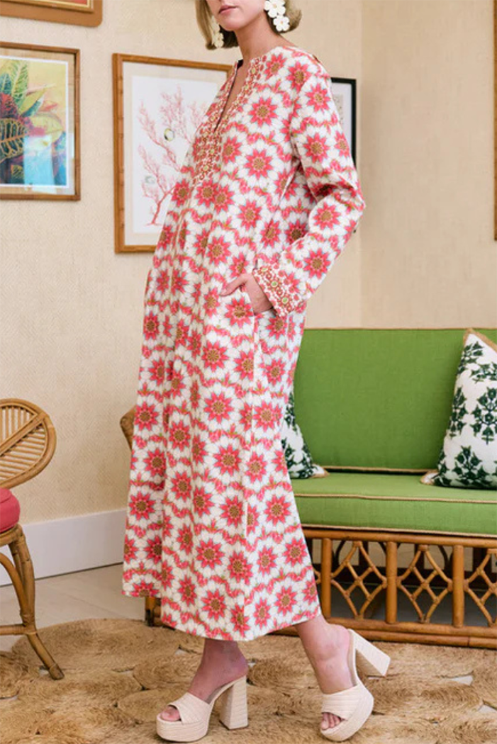 Floral-Print V-Neck Pocketed Maxi Dress