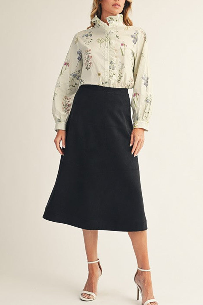 Ruffle Collar Floral Long Sleeve Top