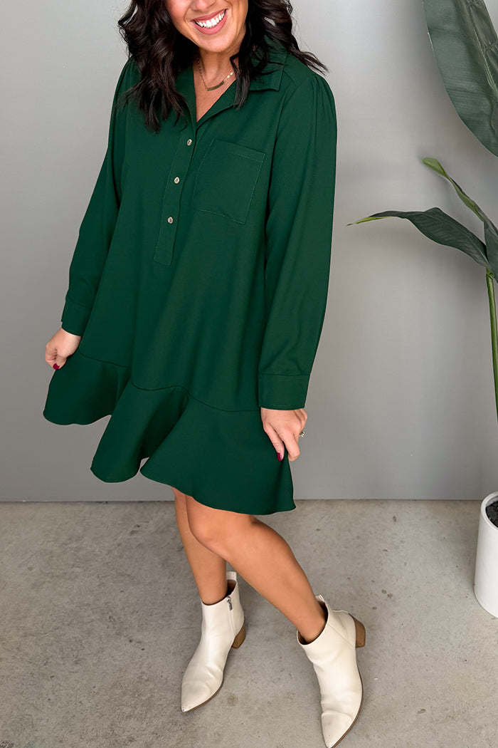 Ruffles Hem Button Dress