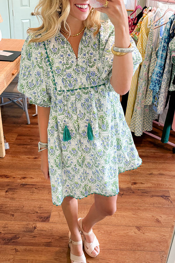 Tassel Tie Floral Dress