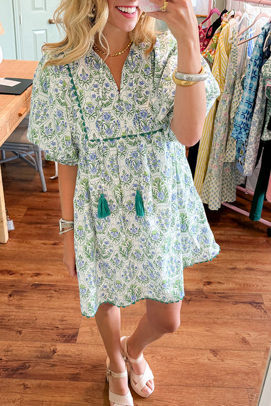 Tassel Tie Floral Dress