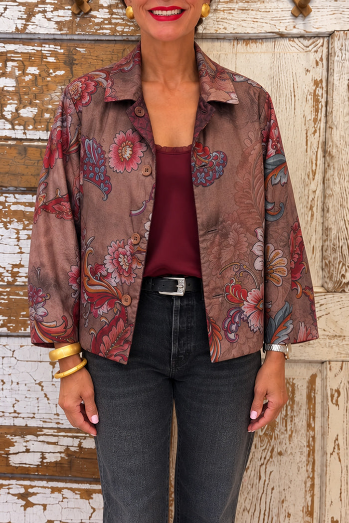 Purple Floral Reversible Puffer