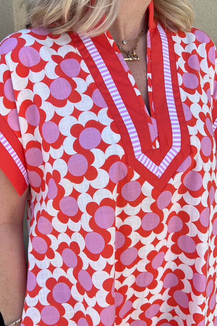 Contrast Trim Pocket Tunic Dress