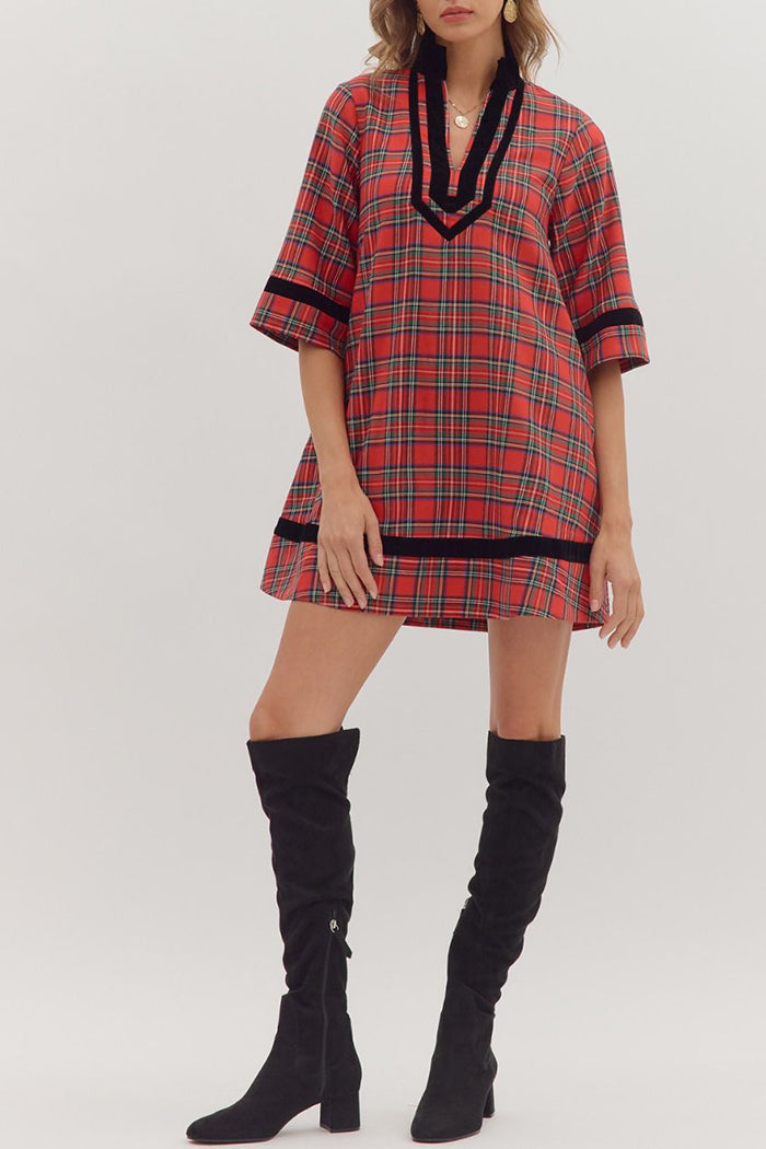 Casual Plaid Tunic Dress