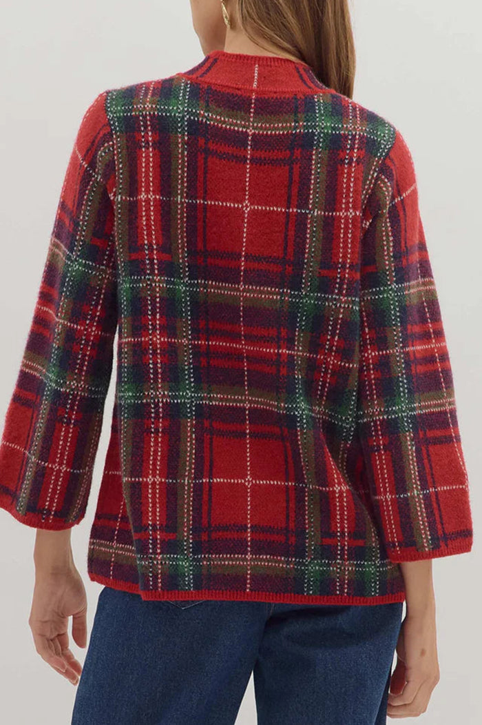 Traditional Plaid Knit Sweater