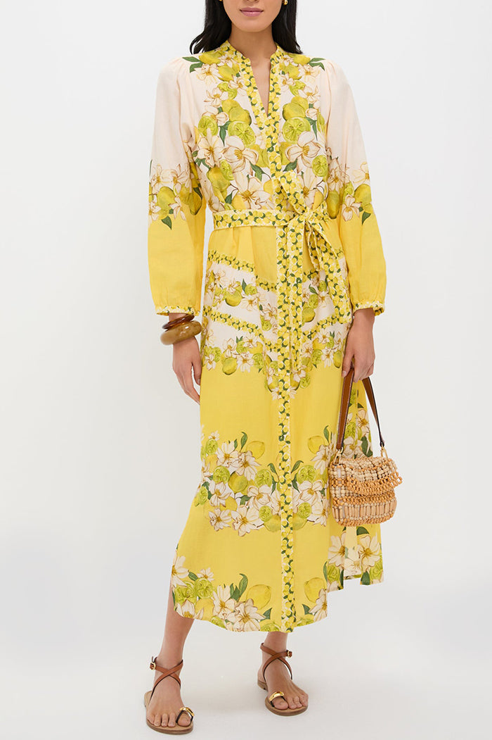 Casual Floral Pattern Belt Dress