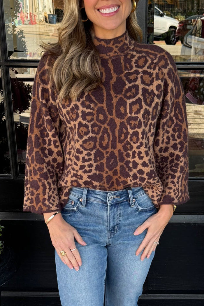 Leopard Mock Neck Sweater