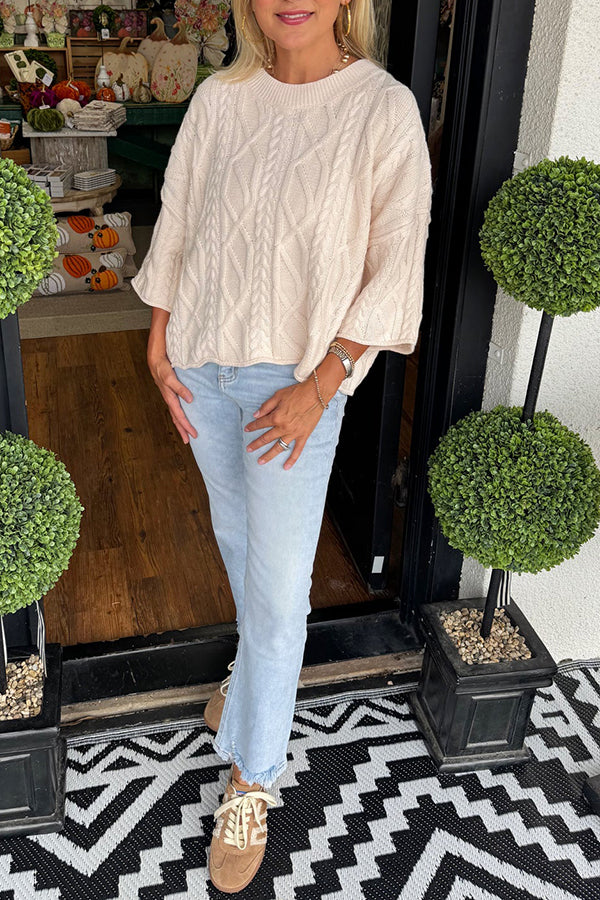 Casual Solid-Color Twisted Sweater