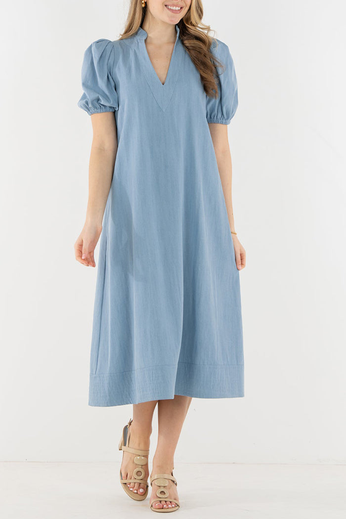 Puff Sleeve Pocket Dress